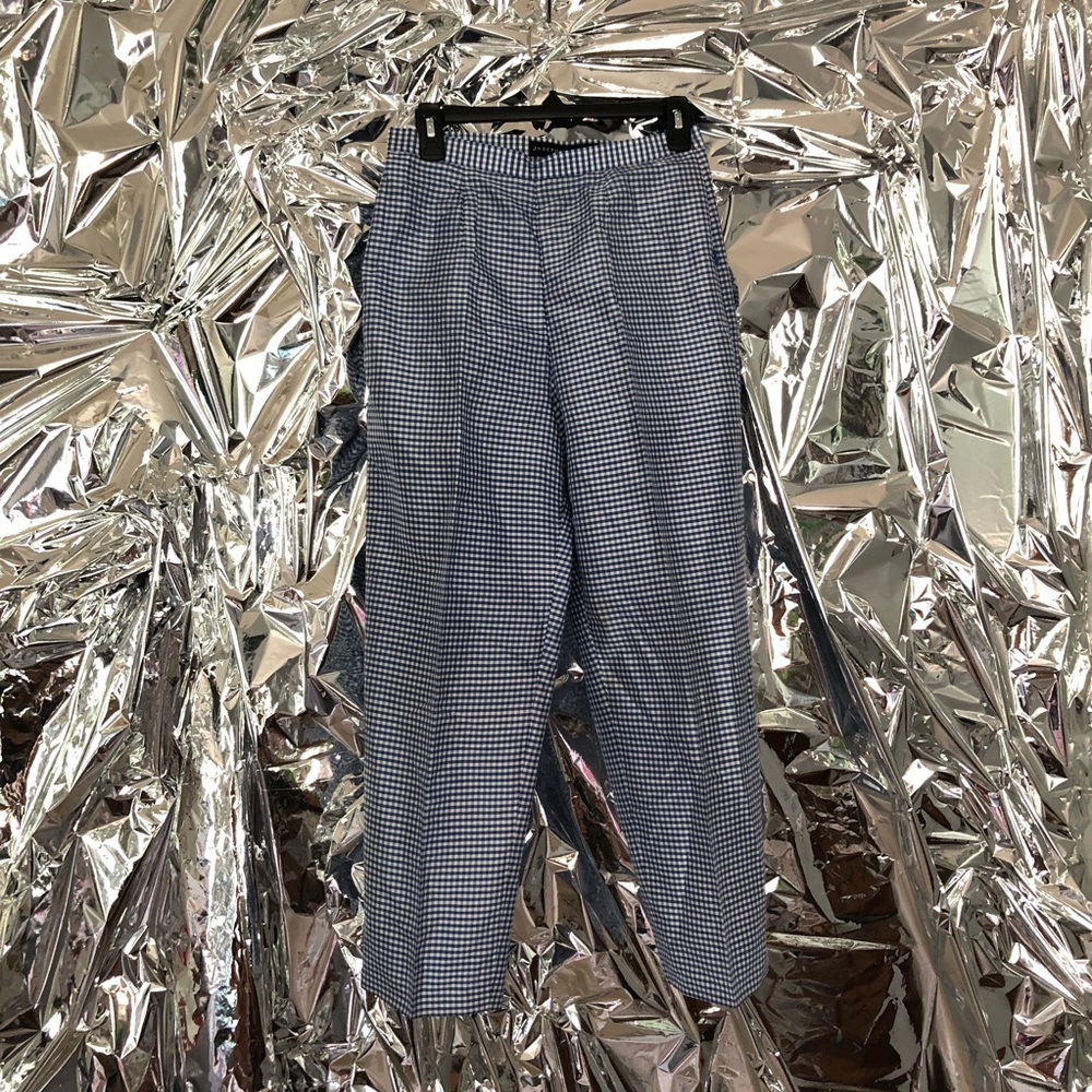 Vintage gingham silk ankle pants